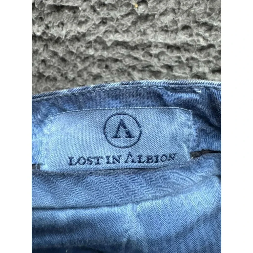Lost In Albion Frankie Printed Cotton-Blend Bermuda Shorts Navy Blue Men Size 50